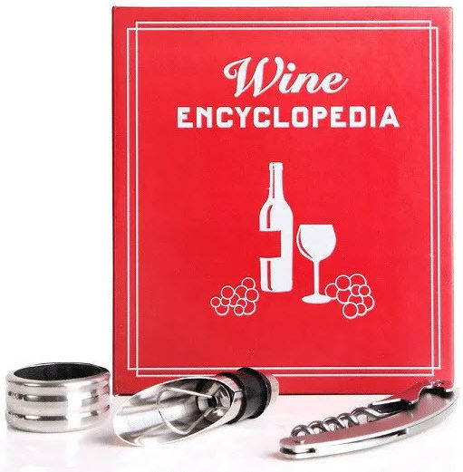 Kikkerland Wine Encyclopedia Small Book Комплект аксесоари за вино 3бр BA79-S