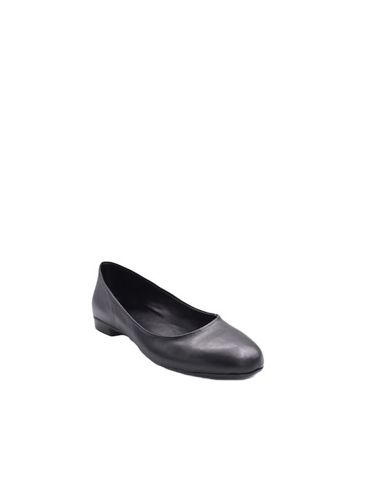 Sarigiannis women's leather ballerina black