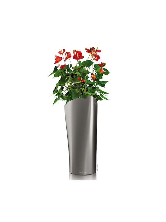 Lechuza Delta Auto-udare Ghiveci Plastic Charcoal Metallic 29x29x56.5cm.