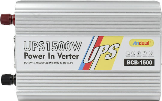 Andowl Invertor Auto Modificat Sine Wave 1500W pentru Convertirea 12V DC în 220V AC