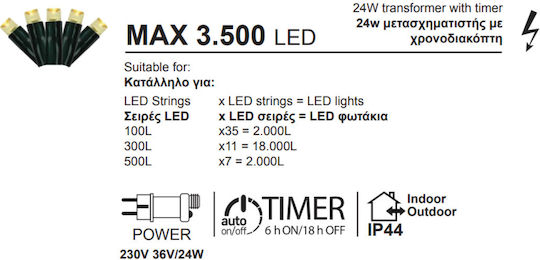 Lucas Τροφοδοτικό LED IP44 Ισχύος 24W με Τάση Εξόδου 31V