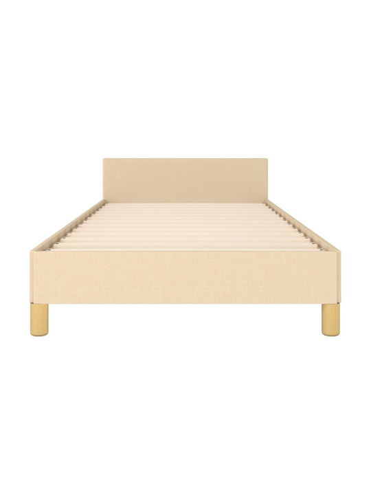 Pat Single Tapițat cu Material Crem pentru Saltea 90x190cm