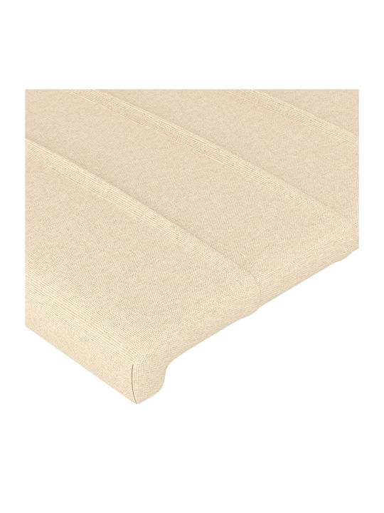Pat Dublu Tapițat cu Material Crem pentru Saltea 140x200cm