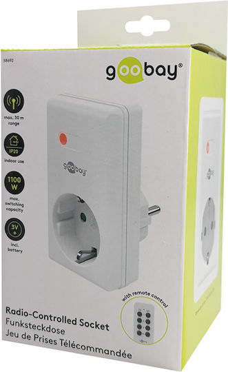Goobay Single Socket with Surge Protection with Remote Control and Cable 30m