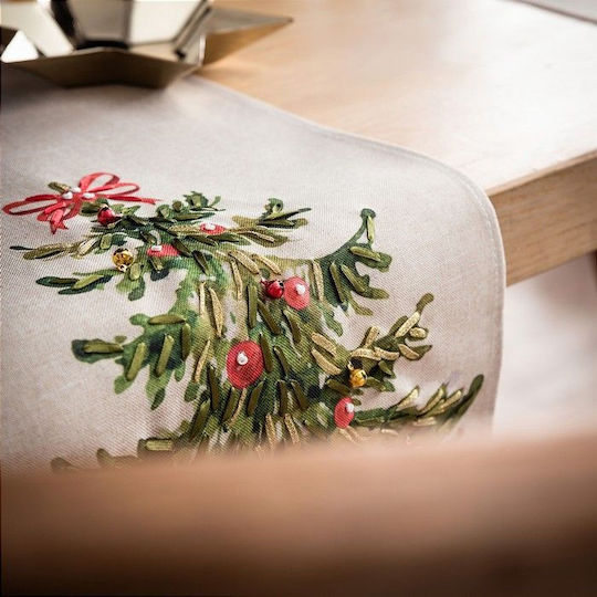 Gofis Home Weihnachtlich Tischtuch Läufer Stoff Beige L160xB40cm.