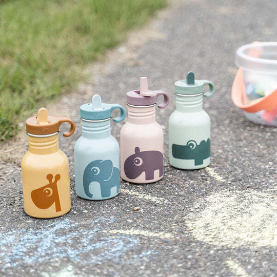 Done by Deer Croco Kids Water Bottle Stainless Steel with Straw 350ml (Various Designs/Colours)