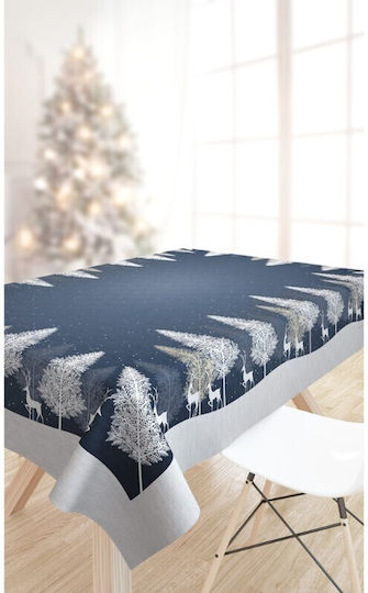 Saint Clair Christmas Stain-resistant Tablecloth Fabric Blue L180xW145cm.