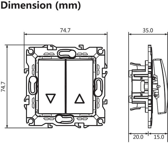 Aca Prime Recessed Wall Switch Rolling Shutters Two-Way without Frame Matte Champagne