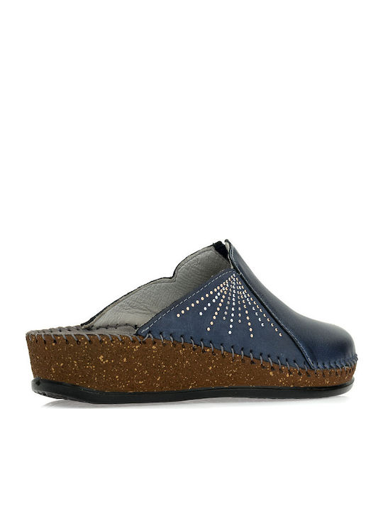 Anatomical Leather Women's Slippers Blue