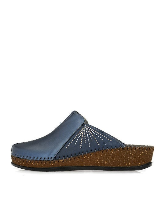 Anatomical Leather Women's Slippers Blue