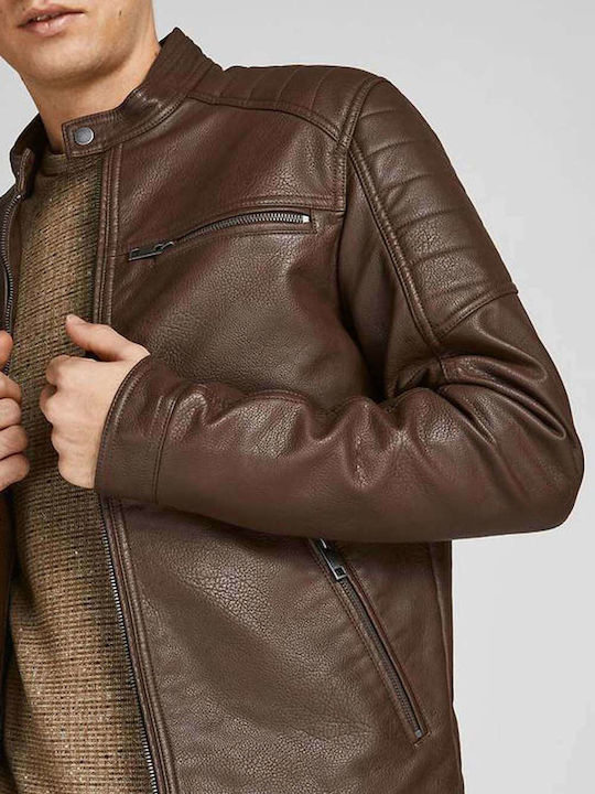 Winter Faux Leather Jacket Biker Chocolate Fondant