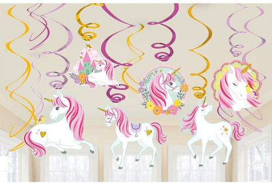 Amscan Hanging Ornament for Party Unicorns 12 Pieces 61cm