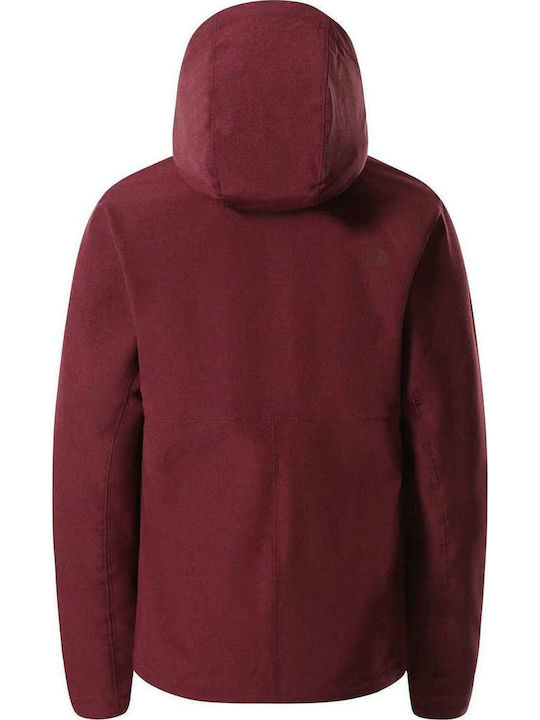 Shelbe Raschel Women's for Hiking Short Sports Softshell Jacket Waterproof and Windproof for Winter with Hood Burgundy