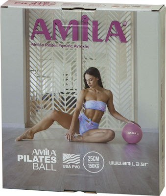 Amila Mini Μπάλα Pilates 25cm σε Μαύρο Χρώμα