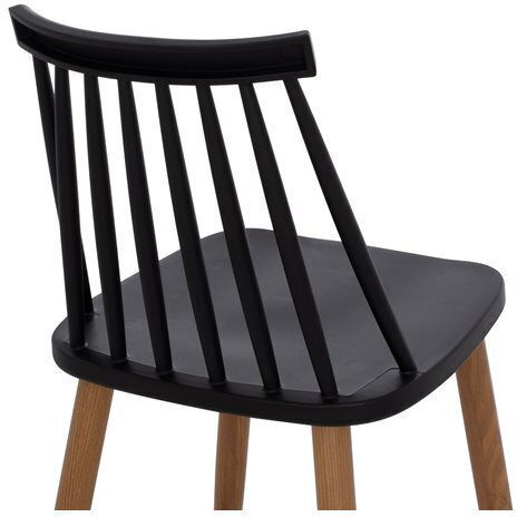 Stool Bar with Backrest made of Polypropylene Vanessa Black 43x45x97cm
