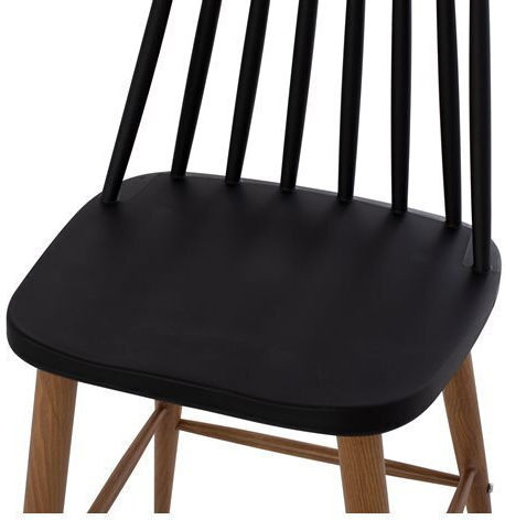Stool Bar with Backrest made of Polypropylene Vanessa Black 43x45x97cm