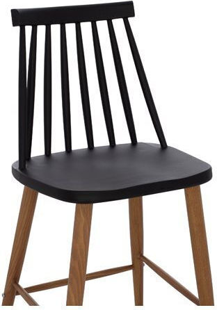 Stool Bar with Backrest made of Polypropylene Vanessa Black 43x45x97cm