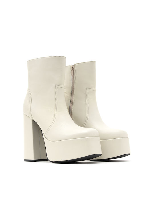 Makis Kotris Leder Damen Knöchelstiefel Beige