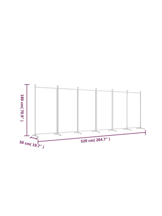 vidaXL Dekorativer Paravent Stoff mit 6 Blättern 520x180cm