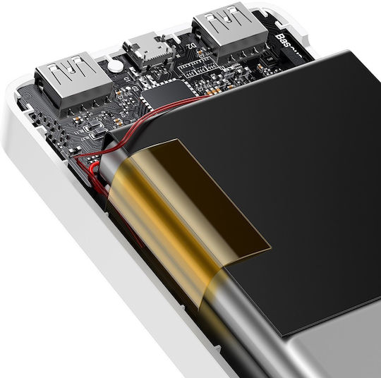 Baseus Bipow Overseas Edition Power Bank 20000mAh 15W cu 2 Porturi USB-A și Port USB-C Alb
