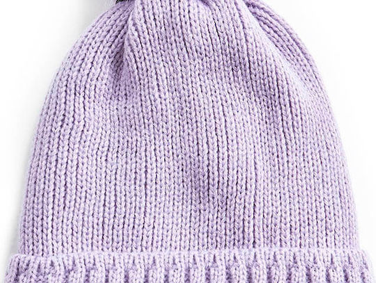 Pom Pom Beanie Feminin Căciulă cu Tricotaj în culoarea Lila