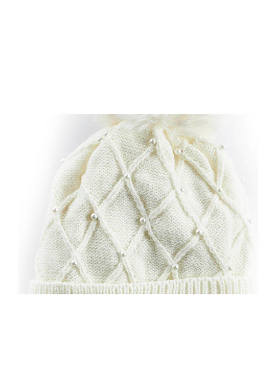 Verde Pom Pom Beanie Frauen Beanie in Weiß Farbe