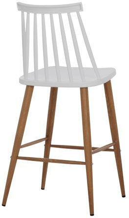 Hocker Bar mit Rückenlehne aus Polypropylen Vanessa White & Natural 2Stück 43x45x97cm