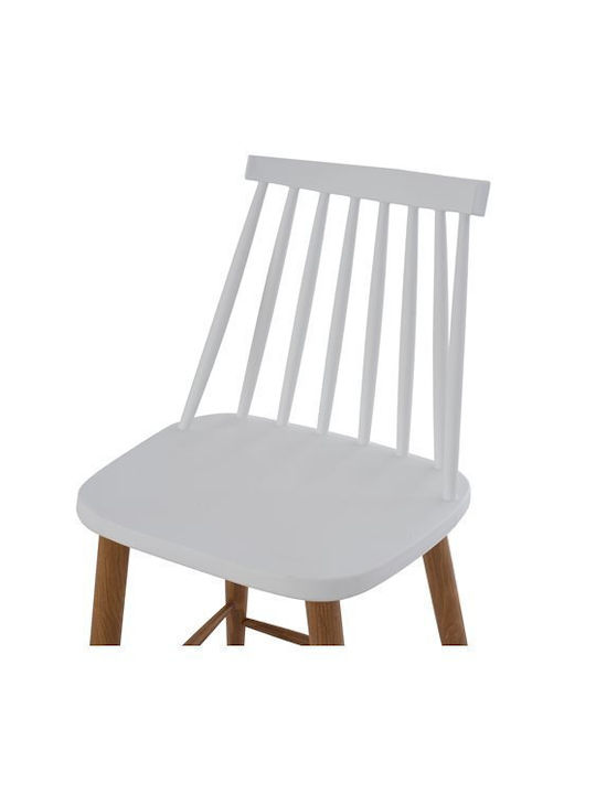 Scaune Bar cu spătar din Polipropilenă Vanessa White & Natural 2buc 43x45x97buc