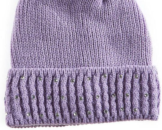 Pom Pom Beanie Frauen Beanie in Flieder Farbe