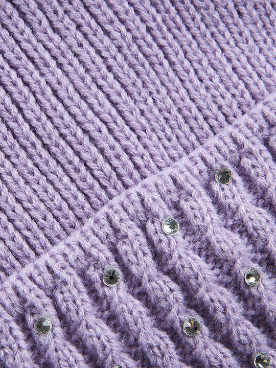 Pom Pom Beanie Γυναικείος Σκούφος σε Λιλά χρώμα