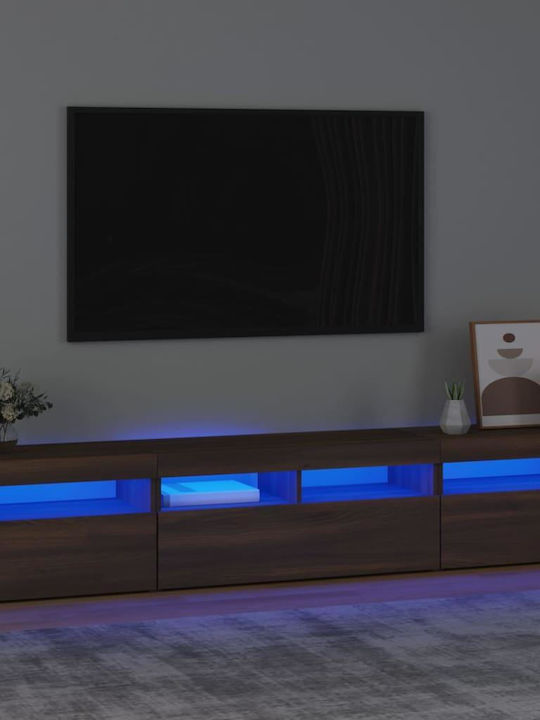 TV Stand Wooden with LED Lighting Brown Oak L210xW35xH40cm