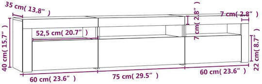 Stand TV Cu Iluminare LED Gri Beton L195xA35xÎ40cm