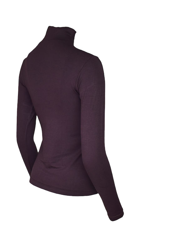 Women's Long Sleeve Turtleneck T-Shirt Brown