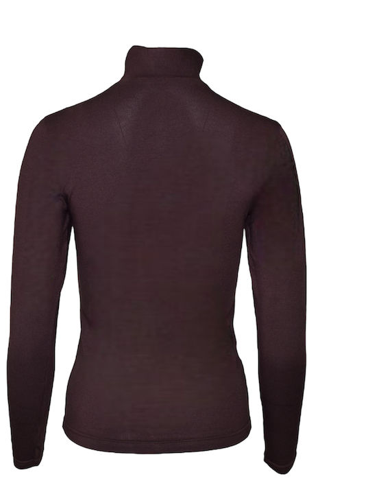 Women's Long Sleeve Turtleneck T-Shirt Brown