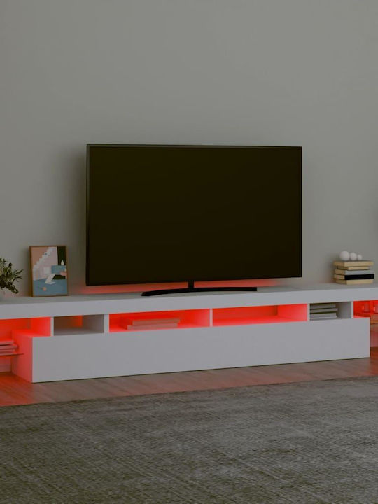 Телевизионно Мебел с LED Осветление Бял Д260xДл36.5xВ40см