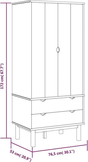 Ușă dublă Dulap de Haine Brown / White 76.5x53x172cm