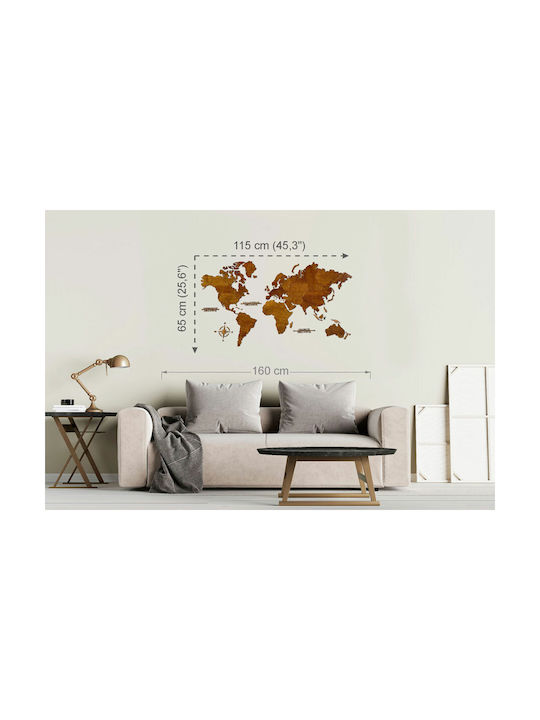 Decorative Wall Decor made of Wooden World Map 115x65cm 1pcs