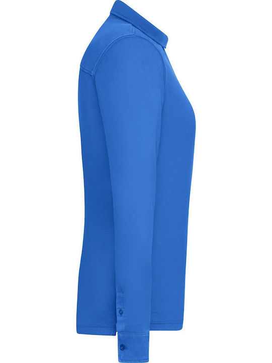 James & Nicholson Unisex Long Sleeve Promotional Blouse Blue
