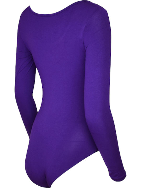 Lingerie Long Sleeve Bodysuit Purple
