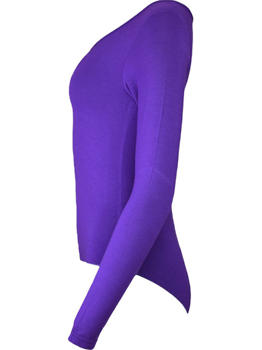 Lingerie Wrap Long Sleeve Bodysuit Purple