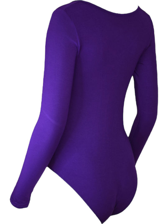 Lingerie Wrap Long Sleeve Bodysuit Purple