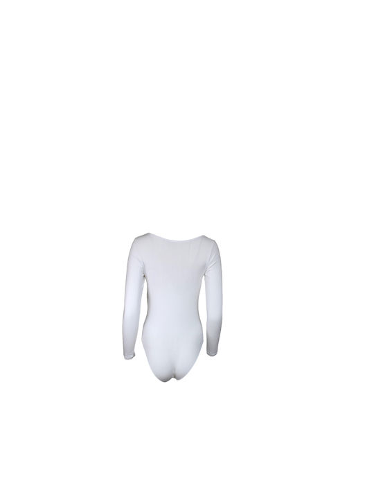 Apple Boxer Lingerie Wrap Long Sleeve Bodysuit White