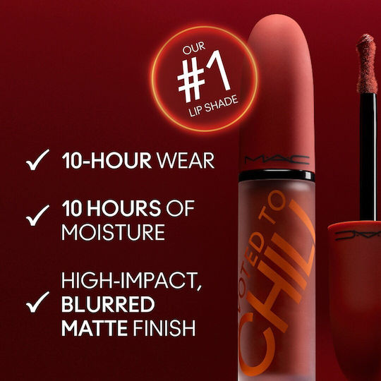 M.A.C Powder Kiss Liquid Lipcolour Long Lasting Liquid Lipstick Velvet Mac Chili's Crew Devoted To Chili 5ml