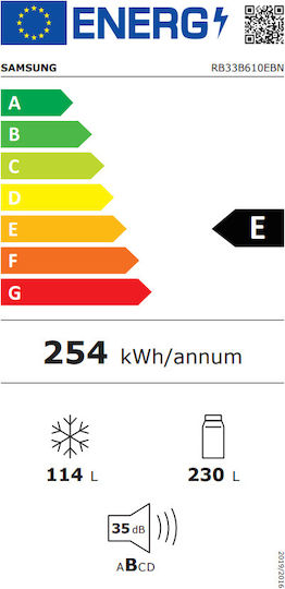 Samsung Ψυγειοκαταψύκτης 344lt NoFrost Υ185.3xΠ59.5xΒ65.8εκ. Μαύρος RB33B610EBN/EF