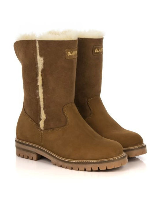 Kansa 85 Cuoio Suede Γυναικείες Μπότες με Γούνα Ταμπά