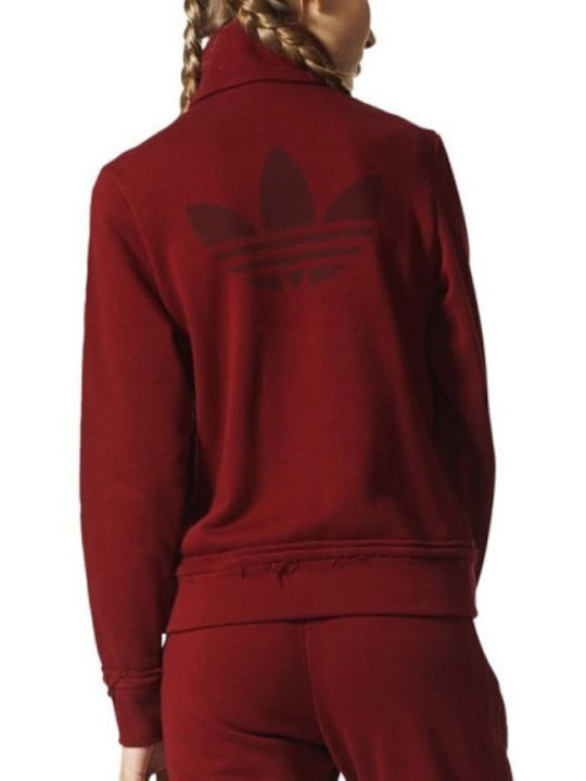 Adidas Firebird Γυναικεία Φούτερ Ζακέτα σε Κόκκινο χρώμα