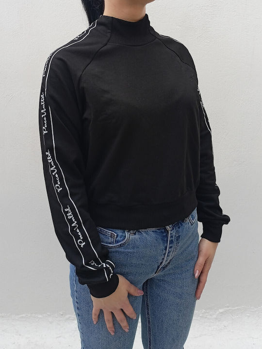 Gekürzt Damen Sweatshirt Schwarz
