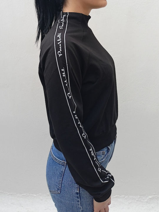 Gekürzt Damen Sweatshirt Schwarz