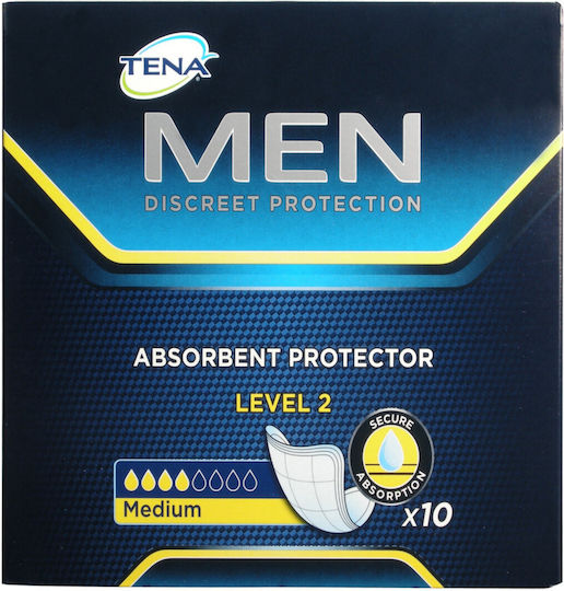 Tena Men Absorbent Protector Level 2 Ανδρικές Σερβιέτες Ακράτειας Κανονικής Ροής 4 Σταγόνες 10τμχ