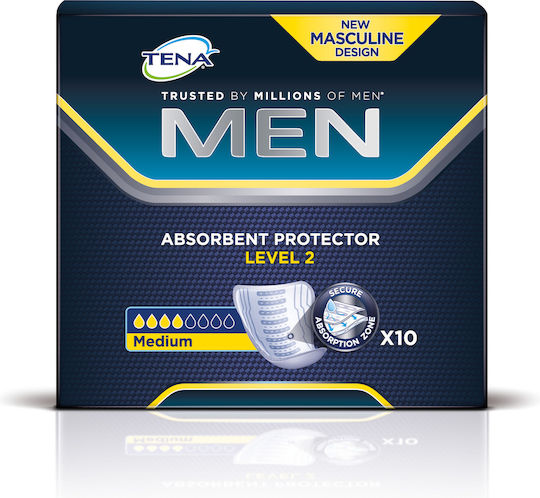 Tena Men Absorbent Protector Level 2 Ανδρικές Σερβιέτες Ακράτειας Κανονικής Ροής 4 Σταγόνες 10τμχ